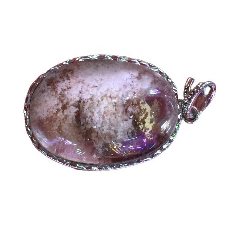 মিশ্রিত রঙ cz প্যাড ডিম আকৃতি প্রাকৃতিক rutilated ফ্যান্টম কোয়ার্টজ মরীচি দুল দুল গয়না 22