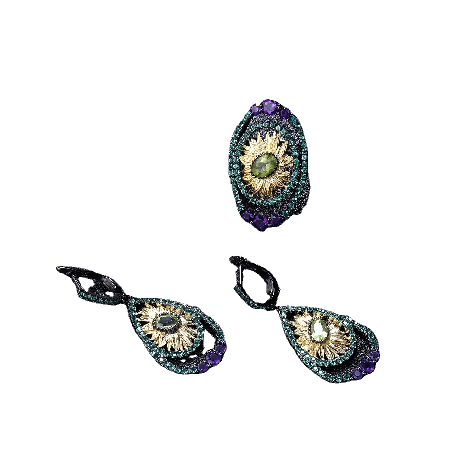 Hollow Gold-yakarongedzwa Emerald Eserrings 35