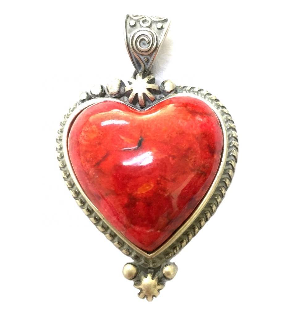 Mohave Apple Coral হৃদয় আকৃতি রূপালী দুল গয়না 9