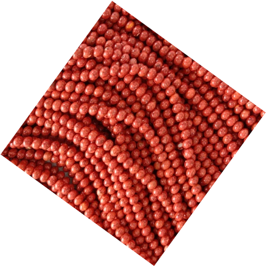 Жылмакай тегерек мончок коралдык асыл таштар - 100% табигый тешик 0,8mm Кызыл жалтырак жарык 30