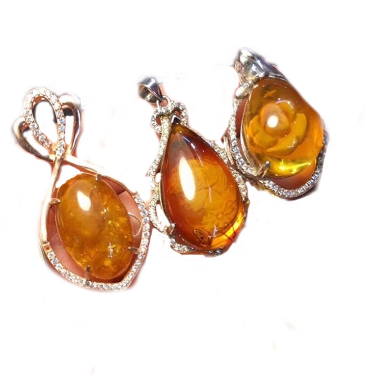 Natural nga ariyos nga ariyos sa amber Teardrop Pendant 32