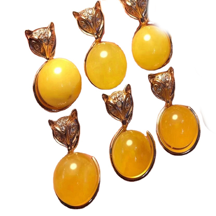 Natural nga ariyos nga ariyos sa amber Teardrop Pendant 34