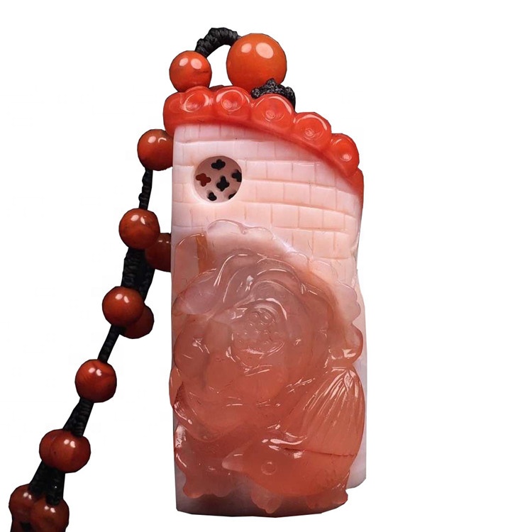 দক্ষিণ লাল Agate Pendant মাছ খোদাই গয়না লাল Nanhong দুল গয়না 34