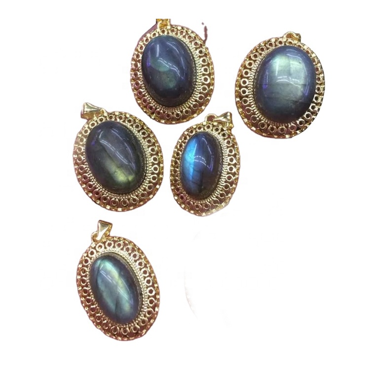 ওভাল সলিড সোনার প্রাকৃতিক ল্যাব্রাডোরাইট দুল হ্যান্ডম্যাড দুল গয়না 11