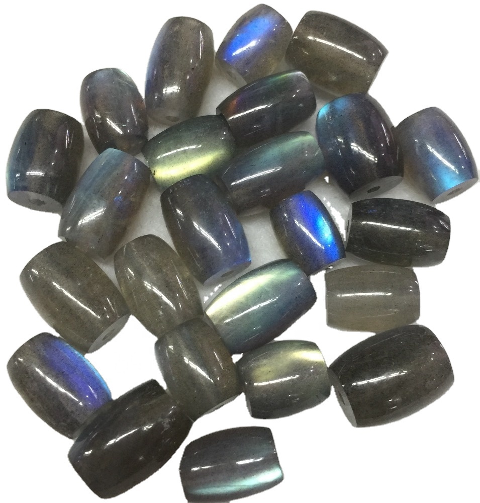 100% സ്വാഭാവിക ലാബ്രഡറോൾ ഡ്രം ബോഡുകൾ മൊത്തത്തിലുള്ള പ്രകൃതിദത്ത മിനുസമാർന്ന മുത്തുകൾ ഉണ്ടാക്കുന്നു 34