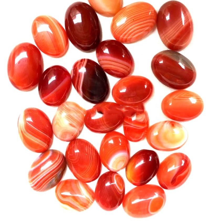 Neon Red Agate Cab Oval Cabochon Red Agate Gemstone Red Semi i çmuar Varëse 35