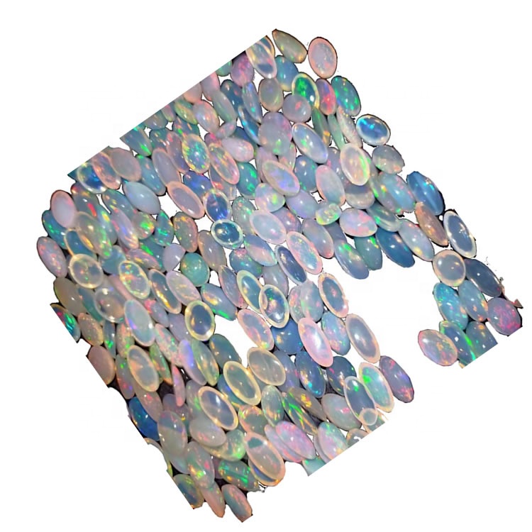 Белло Опал бели натурално опал Цабохонс у округлом и овалном облику у мешавинским бојама за огрлицу 35