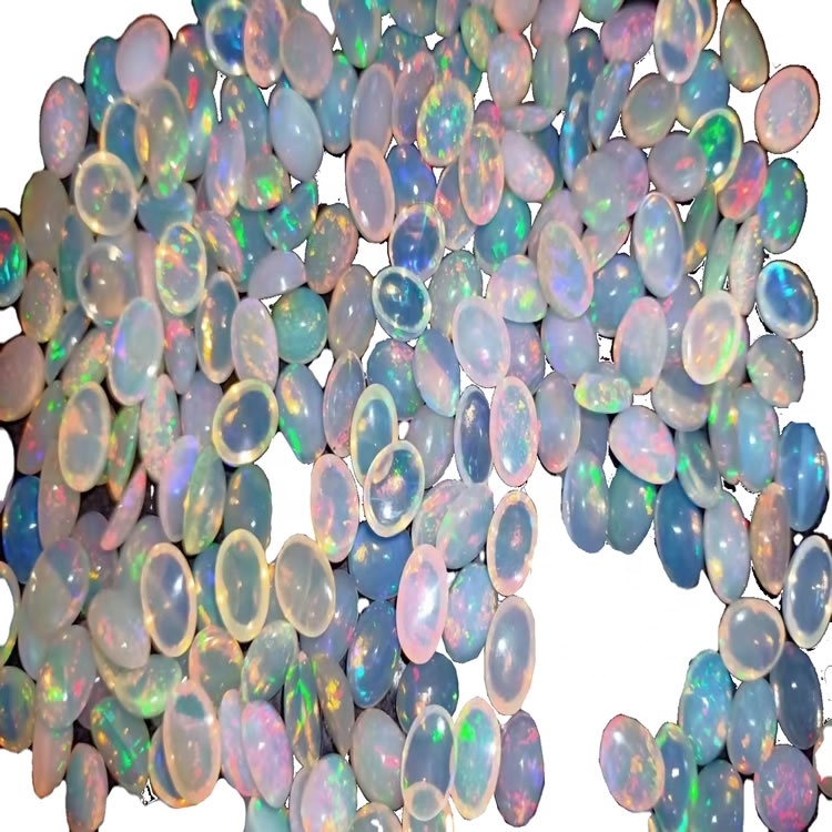 Белло Опал бели натурално опал Цабохонс у округлом и овалном облику у мешавинским бојама за огрлицу 37
