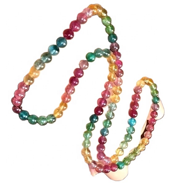 Natural Hecho en casa 8mm Color mezclado Cuentas de cristal de cristal Pulsera Turmalina 11
