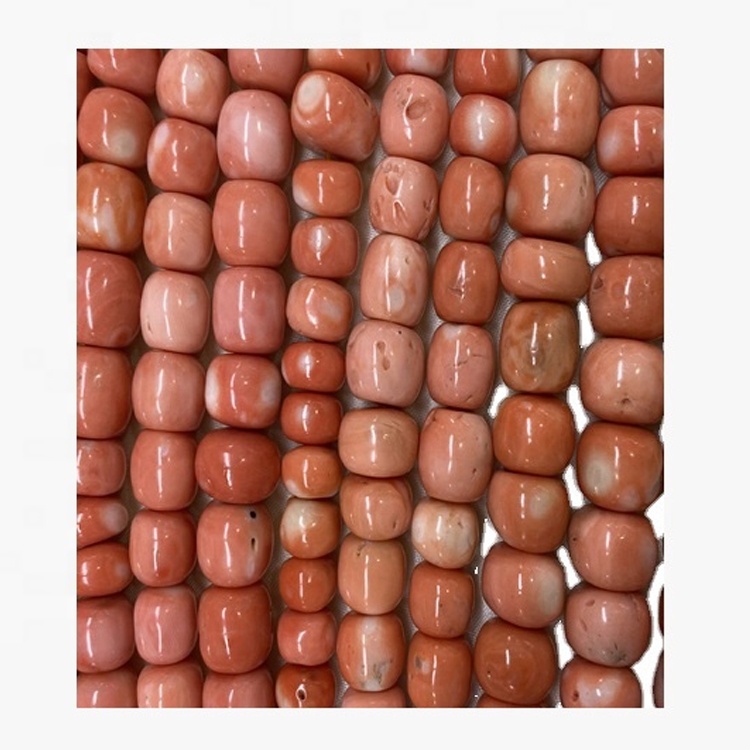Natural Orange coral Gemstone tube beads uye glossy gemstone strings 7