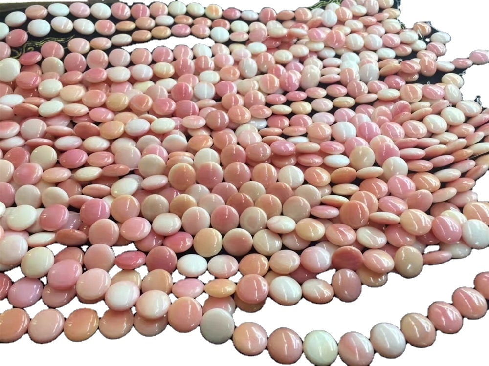 ורוד המלכה קונכית מעטפת חרוזים ורוד פגז מטבע חרוזים 32