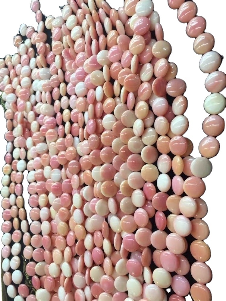 ורוד המלכה קונכית מעטפת חרוזים ורוד פגז מטבע חרוזים 34