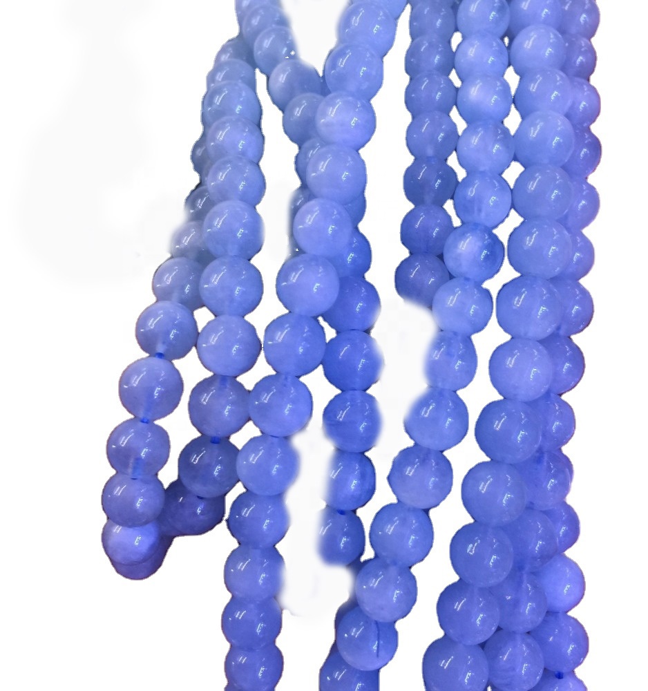 جواہرات بنانے کے لئے جواہرات کے پتھر ایکواامارین راؤنڈ موتیوں، قدرتی دودھ اکامیرین موتیوں کی مالا 33