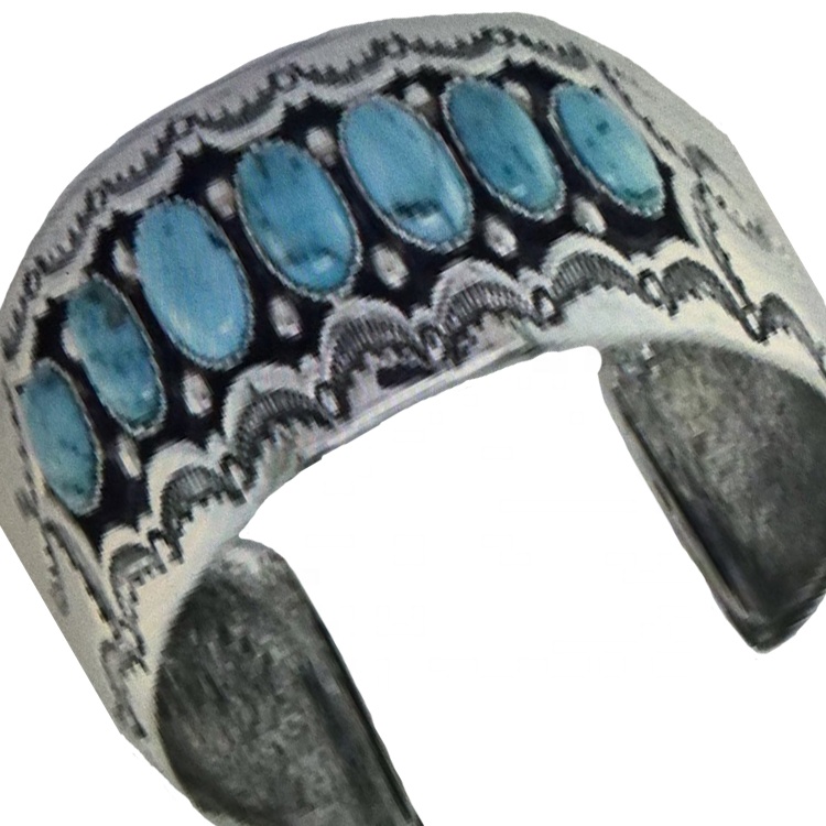 Veliki tirkizno antikno srebro 34