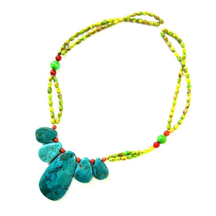 Turquoise beated ẹgba ara gamerer Gumstone didi bohlo ẹgba ẹbun fun u 7