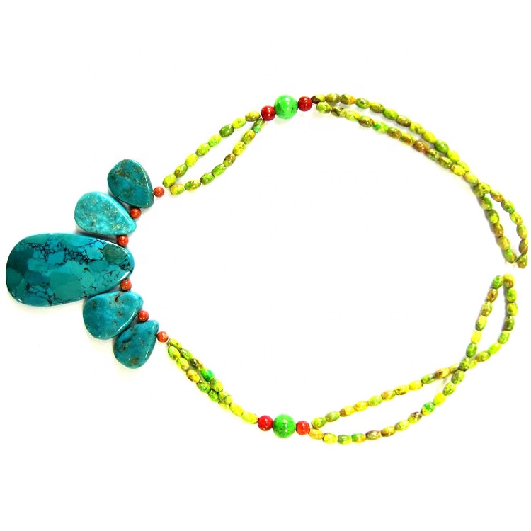 Turquoise beated ẹgba ara gamerer Gumstone didi bohlo ẹgba ẹbun fun u 9