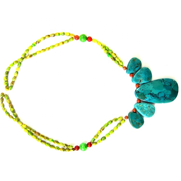 Turquoise beated ẹgba ara gamerer Gumstone didi bohlo ẹgba ẹbun fun u 11