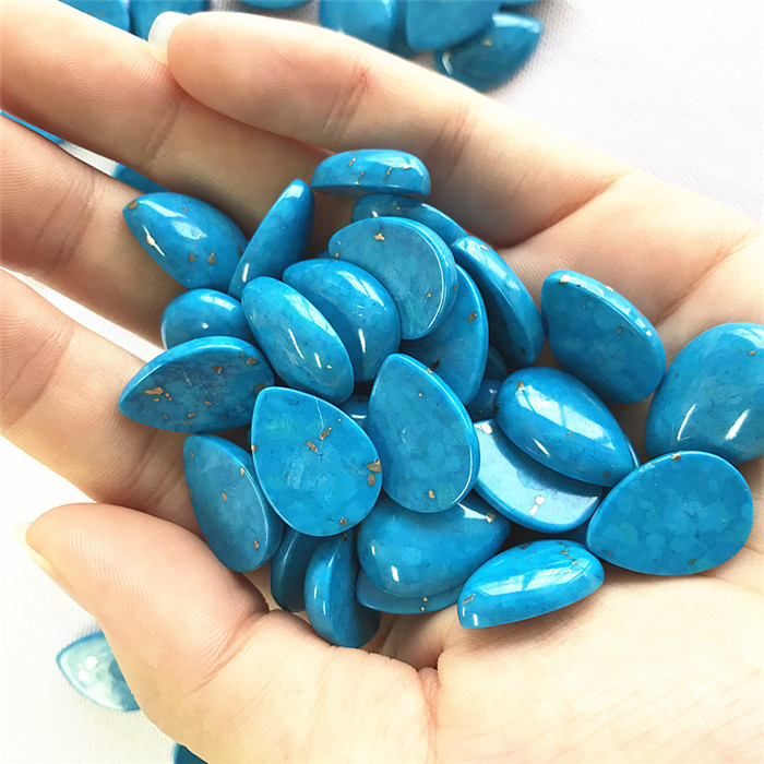 Природни драгуљ Туркиисе Цабоцхон Пеар Схапе Плави полирање и глатки драгуљ 9