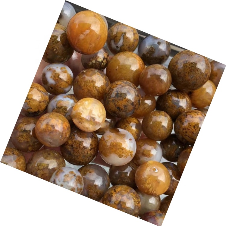 形状圆形草玛瑙股线批发供应商宽松的Strand Gemstone Beads 30