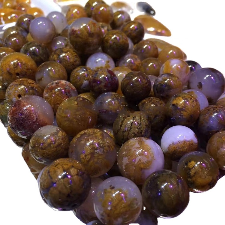形状圆形草玛瑙股线批发供应商宽松的Strand Gemstone Beads 34