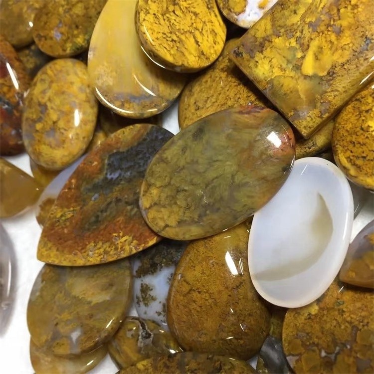 Moswana Agate Smooth Cabochons Moss Agate Stone Gemstone Cabochon Teardrop Agate 34