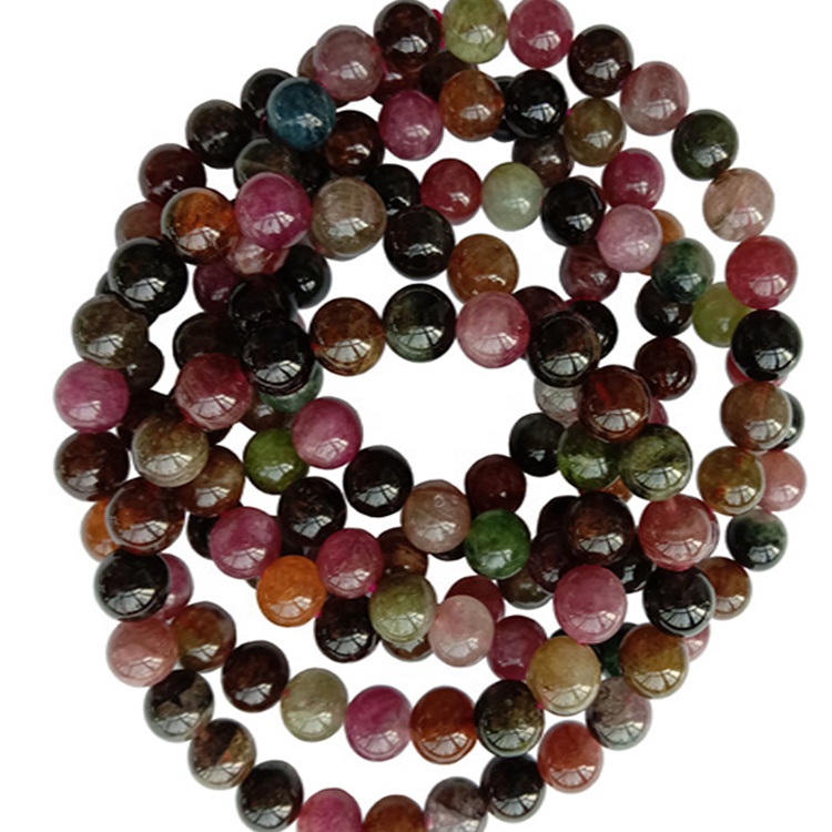 8mm natuurlike kleurvolle toermaniene armband edelsteen elastiese ronde krale juweliersware 9