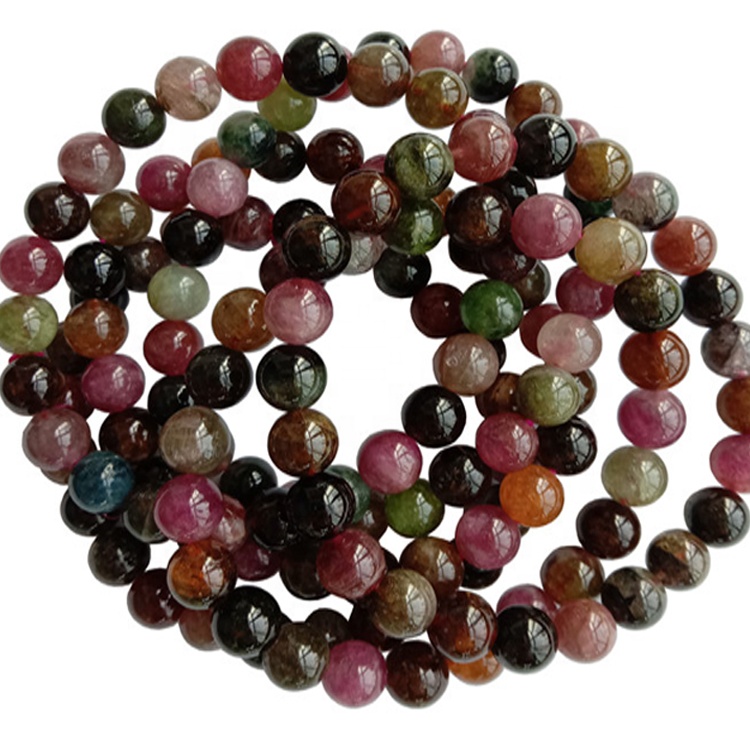 8mm natuurlike kleurvolle toermaniene armband edelsteen elastiese ronde krale juweliersware 7