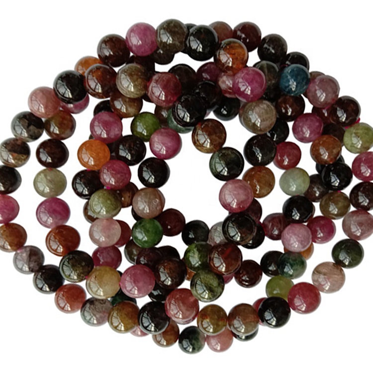 8mm natuurlike kleurvolle toermaniene armband edelsteen elastiese ronde krale juweliersware 11