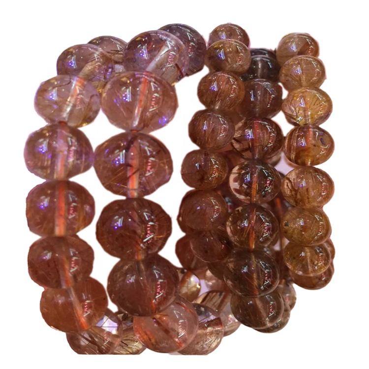 Cleanstiennen Rûn rûne kralen koper rutilearre kwarth Hot-Service bêste kwaliteit Natuerlike reade Agate Bead Braad Braad Bracele 7