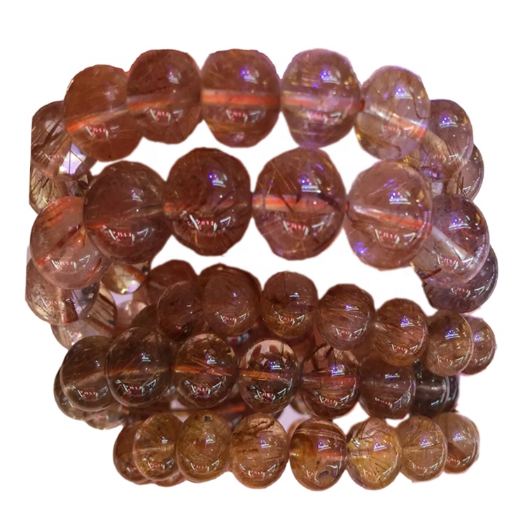 Cleanstiennen Rûn rûne kralen koper rutilearre kwarth Hot-Service bêste kwaliteit Natuerlike reade Agate Bead Braad Braad Bracele 9