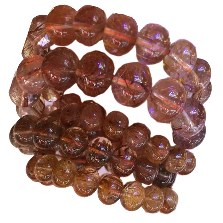 Cleanstiennen Rûn rûne kralen koper rutilearre kwarth Hot-Service bêste kwaliteit Natuerlike reade Agate Bead Braad Braad Bracele 11