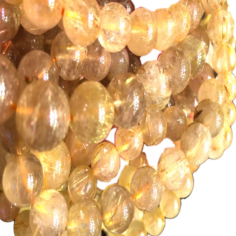 Rûn foarm Gouden rutilearre kwartsarmband natuerlike stiennen sieraden unisex sieraden 11