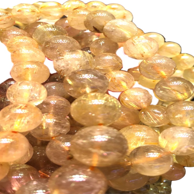 Rûn foarm Gouden rutilearre kwartsarmband natuerlike stiennen sieraden unisex sieraden 9