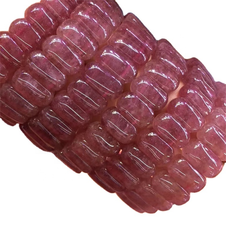 Borong Red Strawberry Quartz Square Shape Beads Bangle Gelang 32