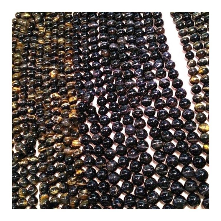 Natural 3A Grade Colorful Umferð Tiger Eye Perlur fyrir Gera Heildverslun 7