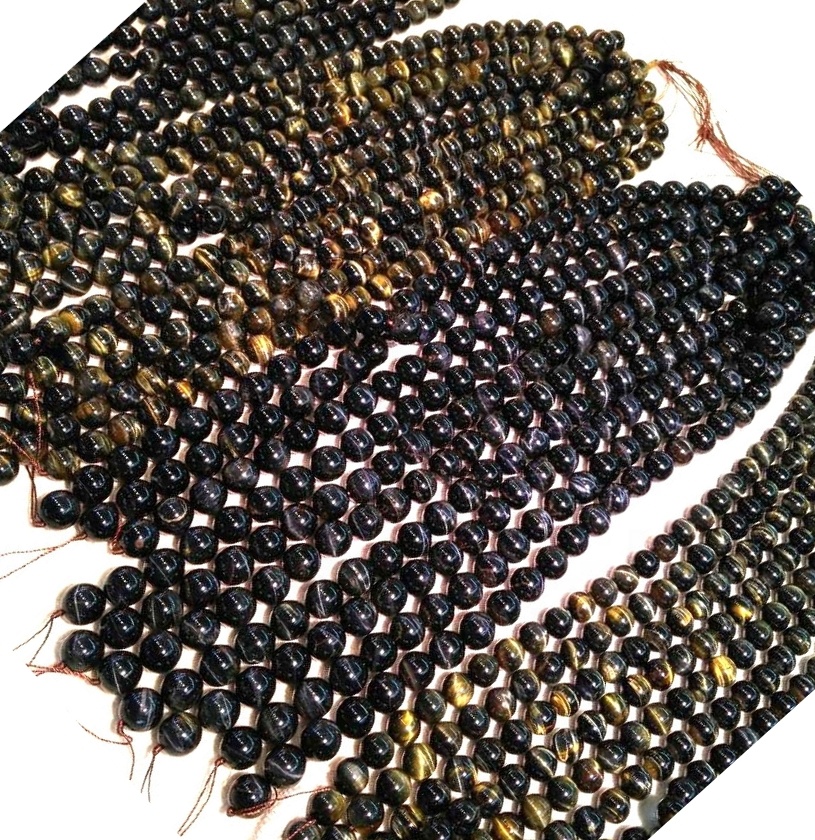 Natuerlike 3A-klasse Kleurrijkop rûn Tiger Eye Beads foar Make Groothandel 9