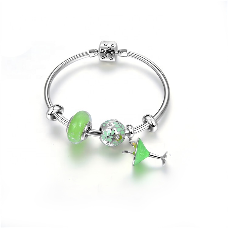 잘 알려진 925 스털링 실버 팔찌 팔목 팔찌 실버 도금 나무 다른 색상 수있는 플레이트 크리스탈, 라인 석 공 P49 7