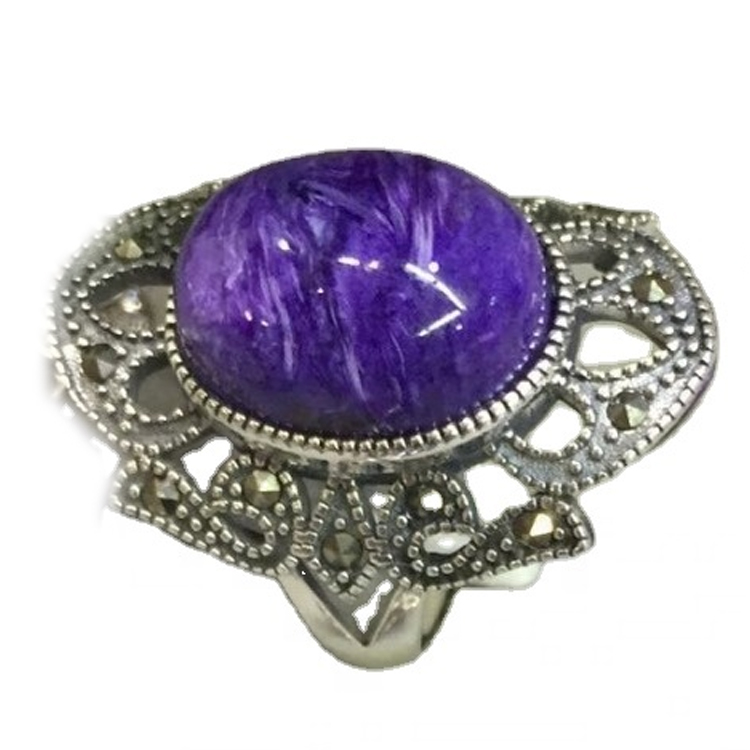 Purple ATTHYST Charoite 925 Sterling Sëlwer Halskette Ouerréng 34