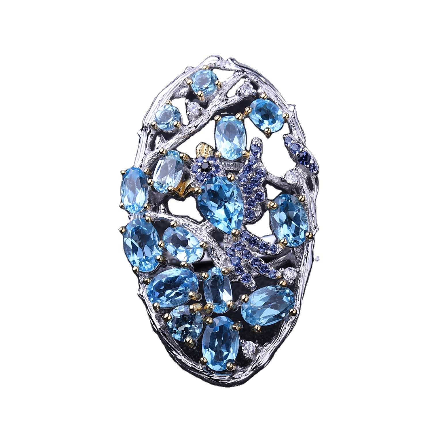 Nhẫn 925 Sterling Blue Corundum 7