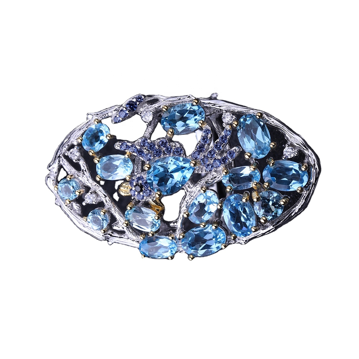 Nhẫn 925 Sterling Blue Corundum 11