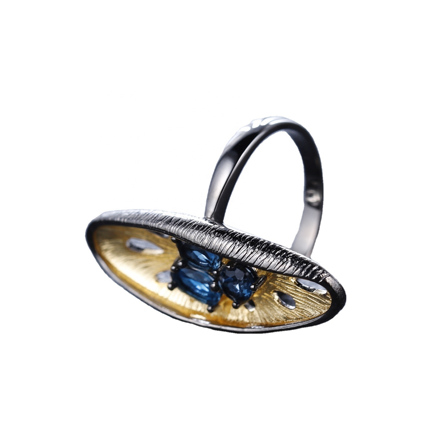 과일 같은 금 도금 블루 Corundum 반지 9