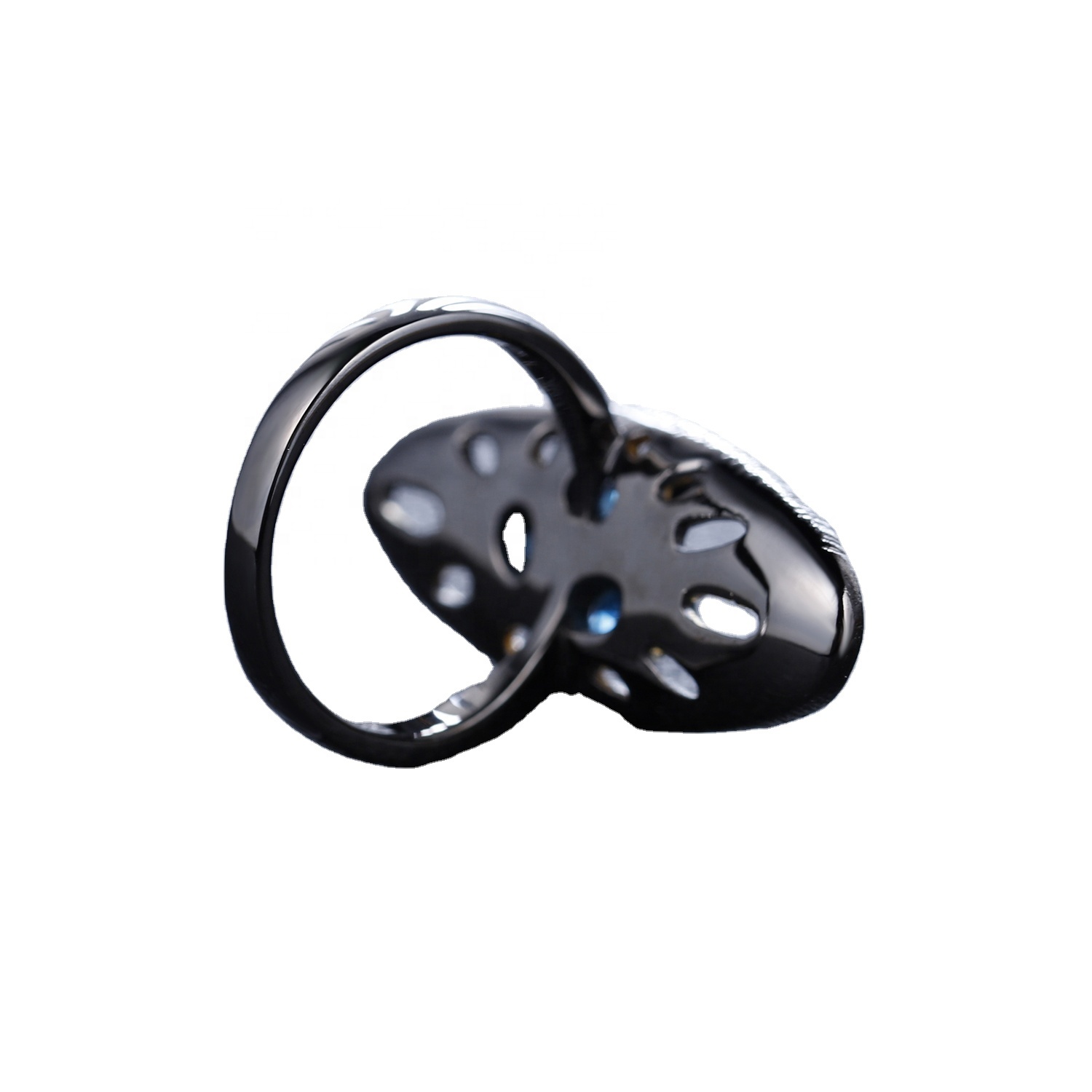 과일 같은 금 도금 블루 Corundum 반지 11