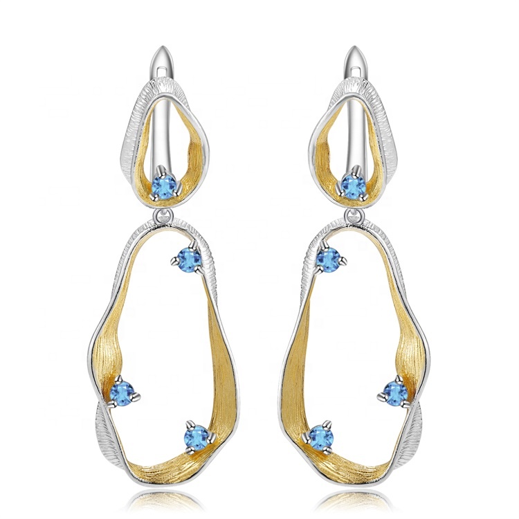 New Arrivals Spring Season Jewelry Series 925 Sterling Silver Natural Blue Stud Kolczyki dla damskich hurtowych 18