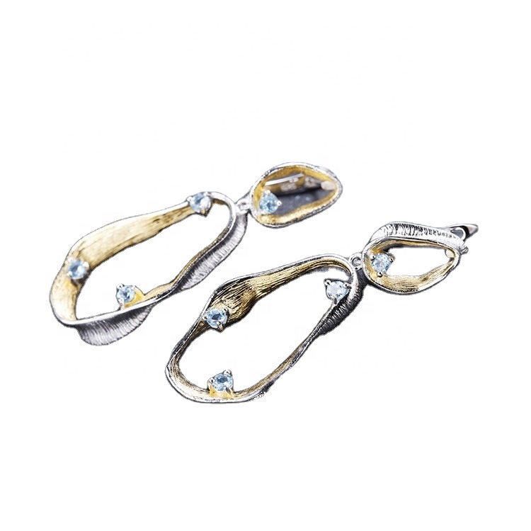 New Arrivals Spring Season Jewelry Series 925 Sterling Silver Natural Blue Stud Kolczyki dla damskich hurtowych 22