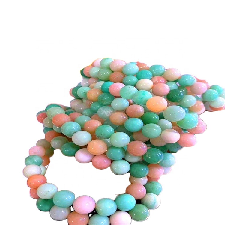 Ronde los natuurlike kleurvolle Rainbow Morganite agaat klipkrale vir juweliersware maak DIY armband ketting 6