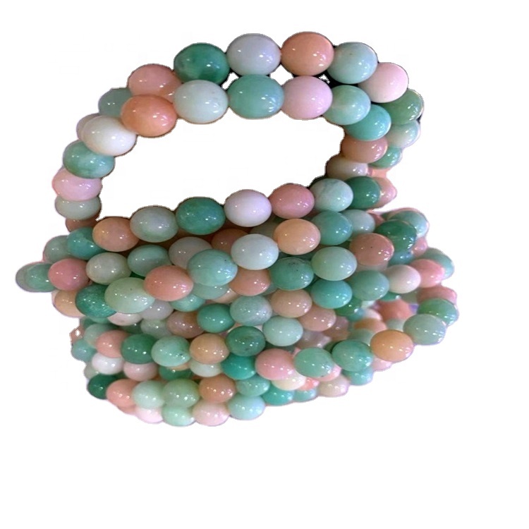 Ronde los natuurlike kleurvolle Rainbow Morganite agaat klipkrale vir juweliersware maak DIY armband ketting 8