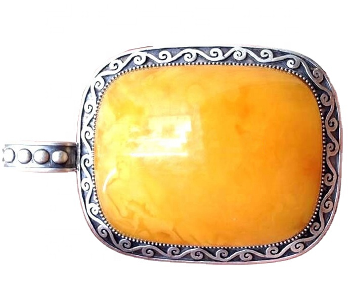 ხელნაკეთი Amber Inlay Silver ვერცხლისფერი გულსაკიდი სამკაულები 7