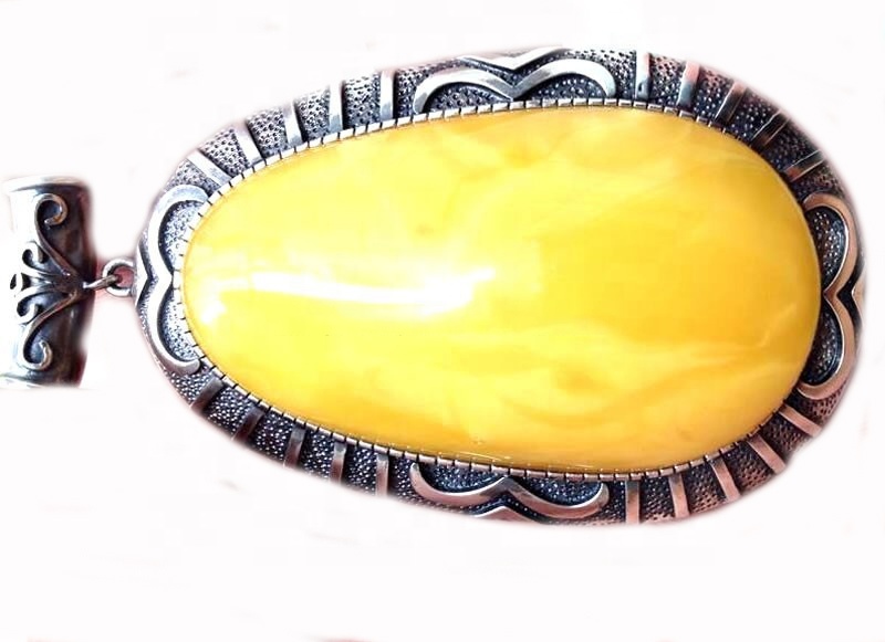 ხელნაკეთი Amber Inlay Silver ვერცხლისფერი გულსაკიდი სამკაულები 11