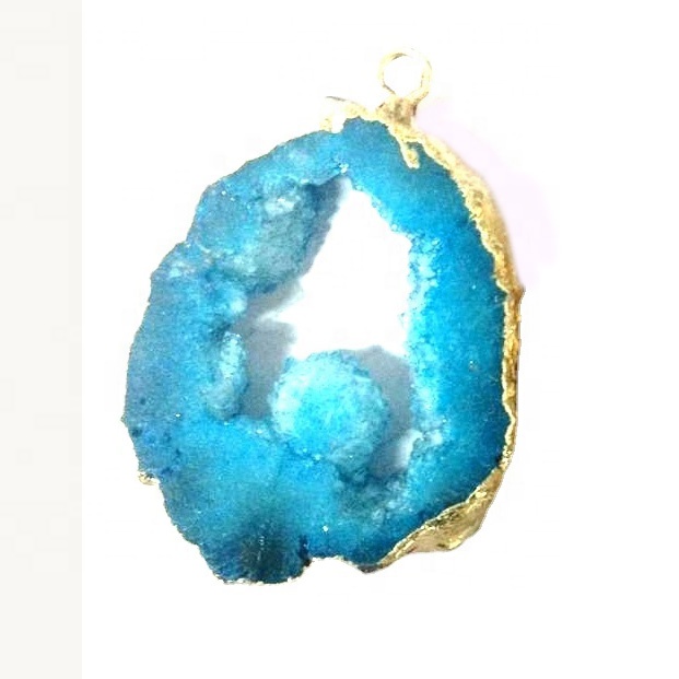 უახლესი პოპულარული სტილი Gemstone Druzy Stone Connector & ბუნებრივი ქვის გულსაკიდი სამკაულები მიღების 11