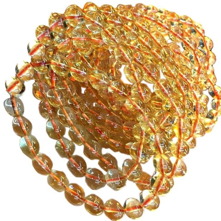 Cordes de perles de pierre de citrine naturelle de 8 mm bracelet personnalisable 7